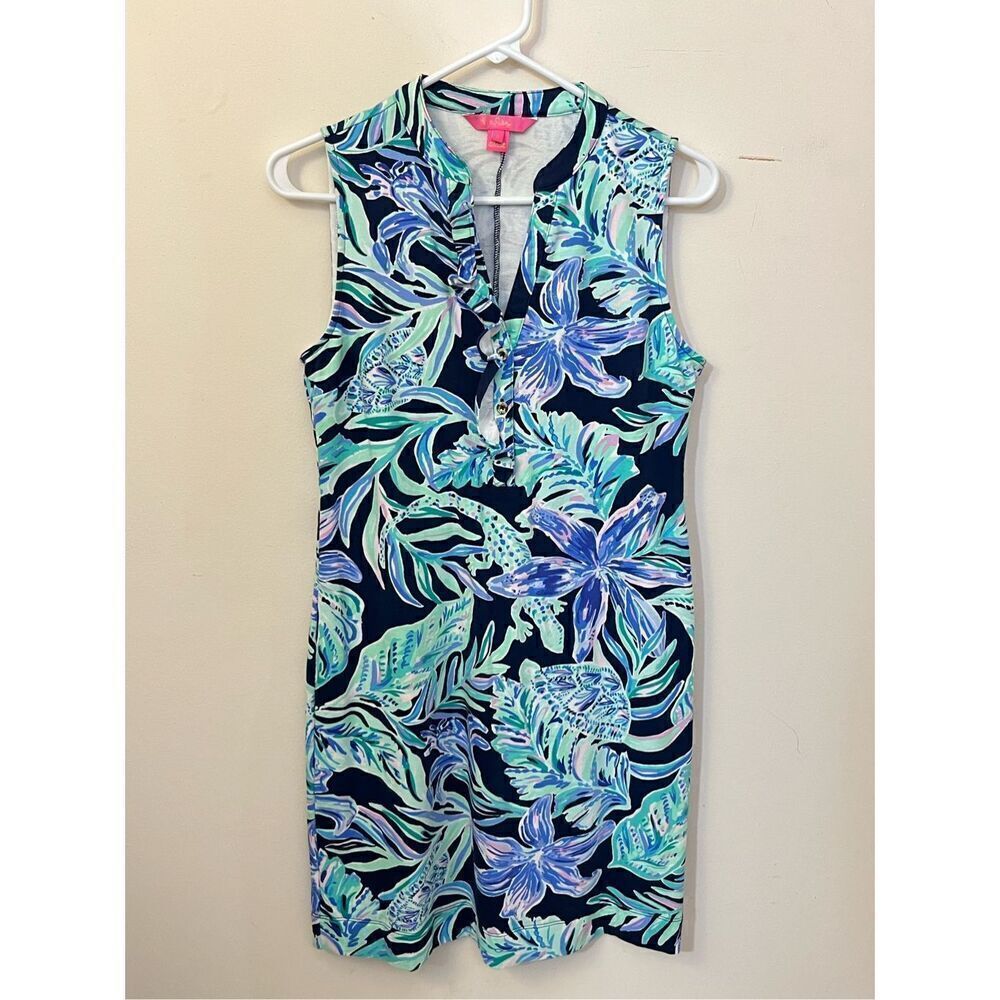 Lilly Pulitzer NWOT Sherryn Shift Dress Navy Ready Set Gecko Small